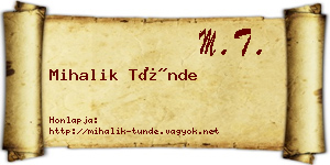 Mihalik Tünde névjegykártya